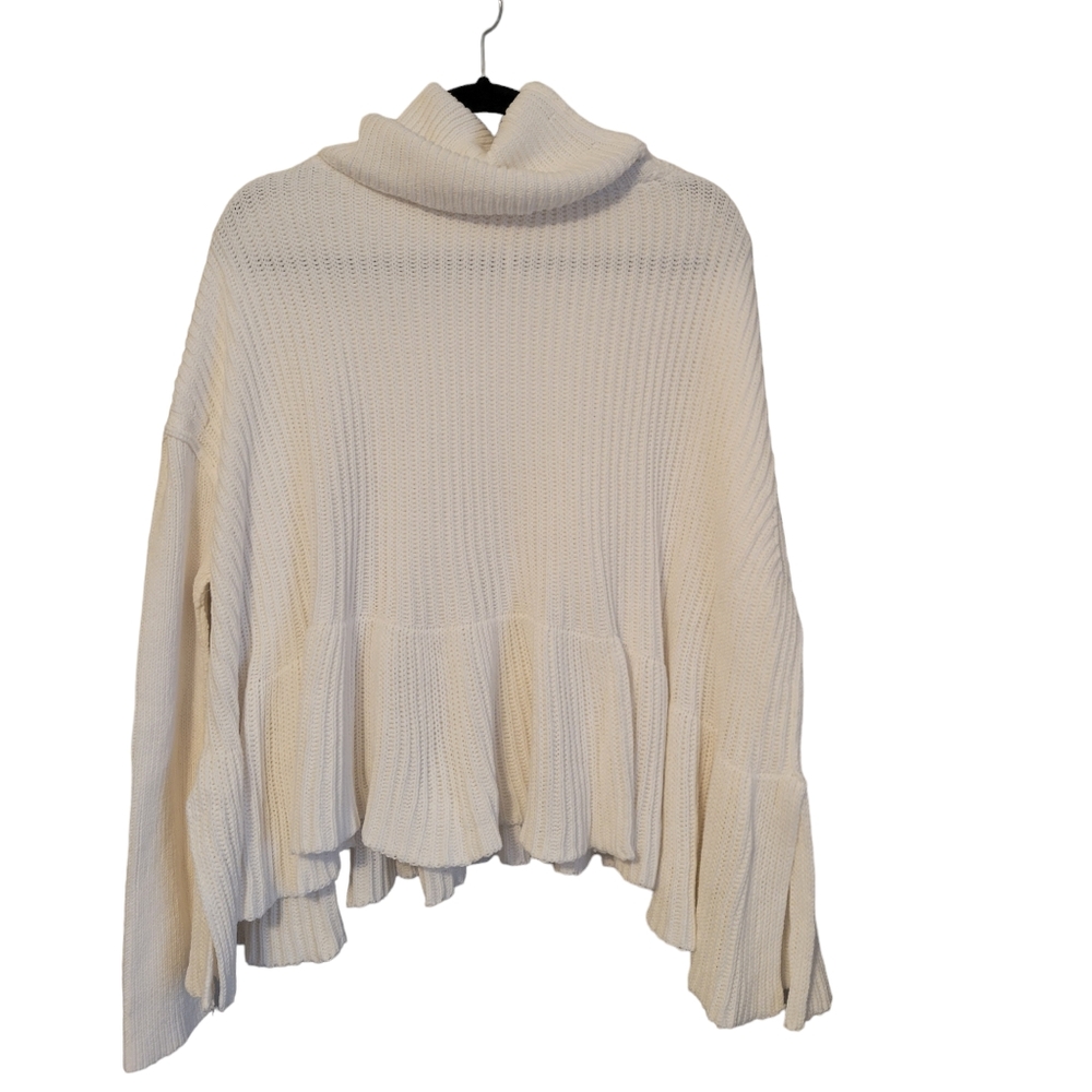 Free People Layer Cake Turtleneck Sweater Small Oversized Cream Boho Slouchy - Picture 7 of 9